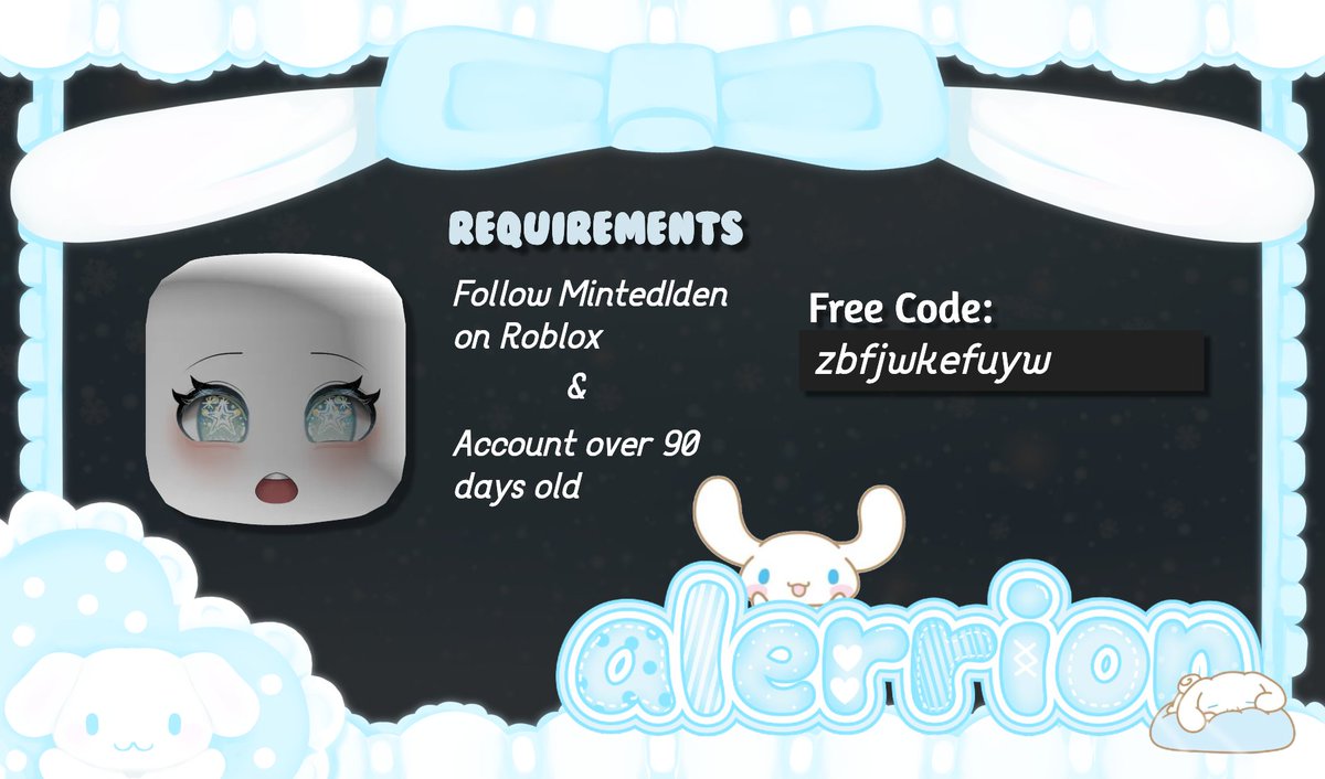 MintedIden's tweet image. Random Free Limited Ugc Face Code Drop (1 Use)  

Requirements:  
- Follow MintedIden on Roblox 
- Account over 90 days old

Use code in Flex Ugc Codes  

Follow for more

#roblox #limitedugc #robloxugc #robloxface #freeugc #robloxfreeugc #freeugclimited