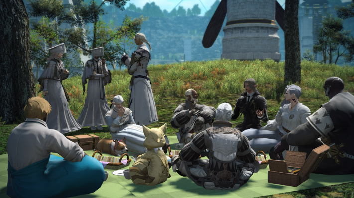 FFXIVXD's tweet photo. Before leaving for Eorzea, Louisoix Leveilleur participated in an impromptu picnic that included many family and friends. Of note, some participants were Galuf and Krile Baldesion, Moenbryda Wilfsunnwyn, and Urianger Augurelt. https://t.co/s5xGRizfIZ