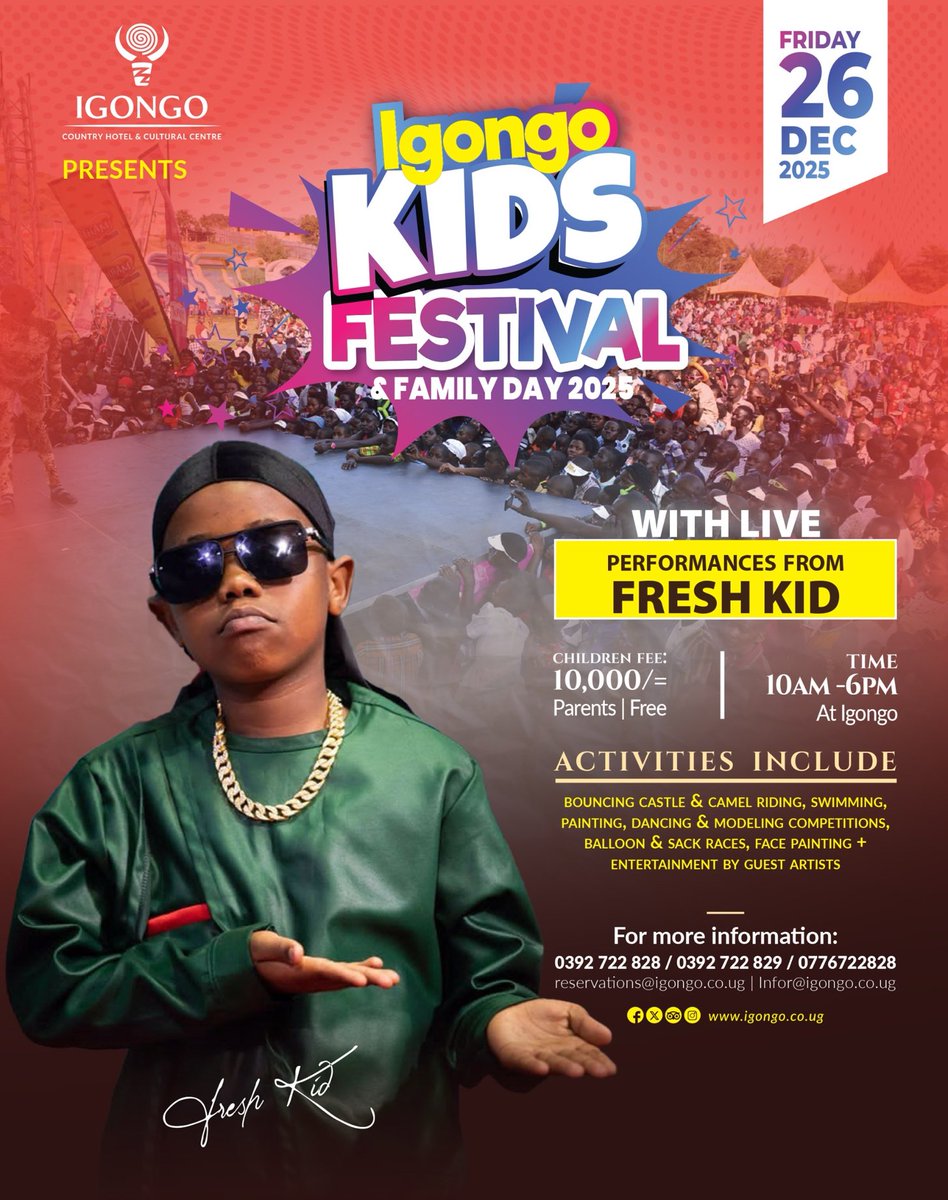 DjHardboyUg's tweet photo. Igongo mega kids festival 💃 &amp; remember we’re on count down 20days remaining, after Christmas celebrations on 26th let’s all go to igongo country hotel and we celebrate together a special day for our kids ⁦@Igongocc⁩  ⁦@FreshKidUG⁩ ⁦@wakisodancekids⁩ Don’t miss https://t.co/rohmpUmq5q