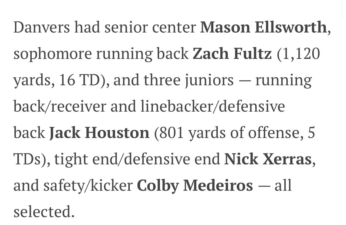 MasonEllsworth9's tweet photo. Thankful to be named All-Conference.

 @PhilStacey_SN @MattWilliams_SN @DanversFootball https://t.co/IhMdIwB9CI