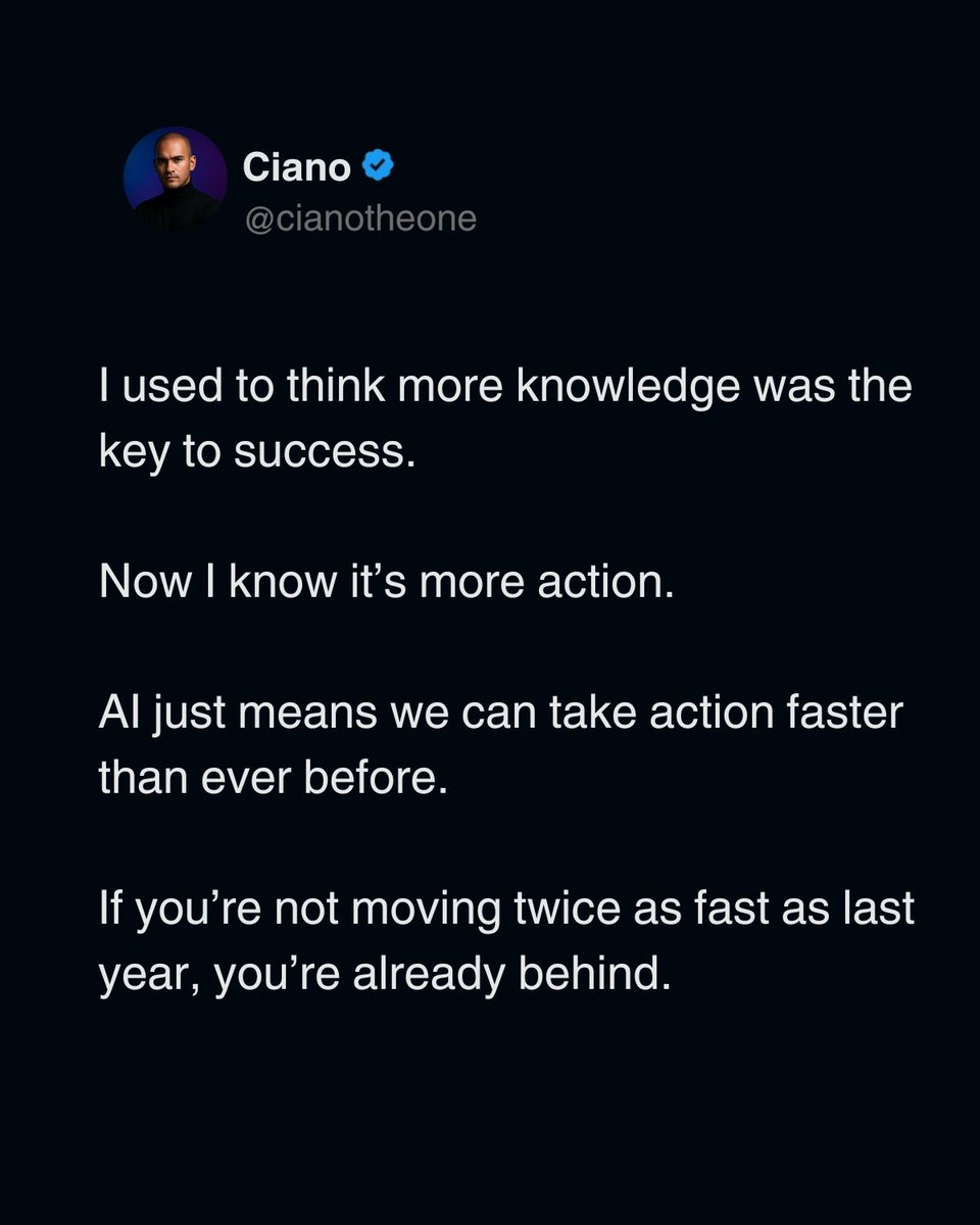 cianotheone's tweet image. Knowledge is useless without action. ⚡
AI lets you move faster — use it.

#MoveFast #AIAdvantage #ActionWins
