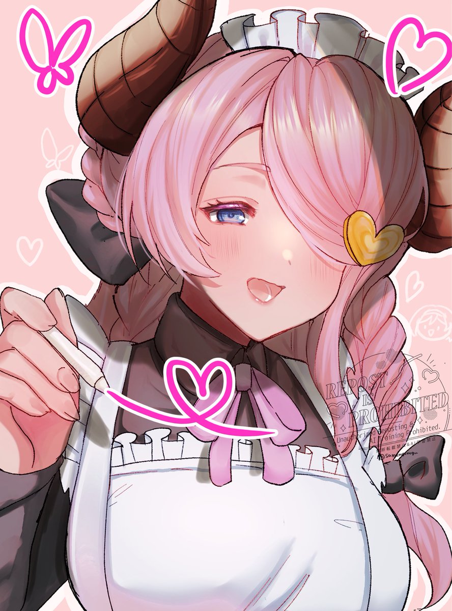 samemogumogu's tweet photo. メイドナルメアとメイドガレヲン！
チェキ用にかきました🫶
#グラブル https://t.co/FKss8Y9X6k