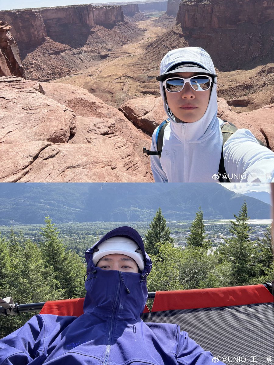 WYBSOURCES's tweet image. 📸 #WangYibo posted selfies from the filming of #ExploringTheUnknown2

Week 1: Between The Rifts (📍 Utah)

Week 2: Heading To The Forest (📍 Squamish, Canada)