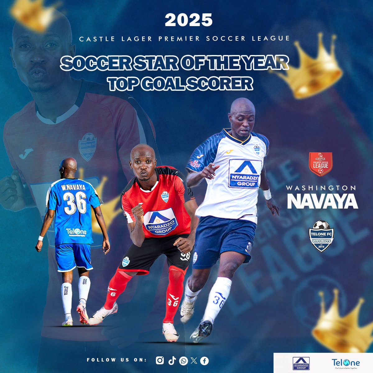 TelOneFCZW's tweet photo. 🔵 Congratulations NAVIGATOR.

2025 Soccer Star of the Year and 2025 top goal scorer.

🔵⚪🛜
#GweruPride

Follow us on WhatsApp :
https://t.co/DXe1KbZr0r https://t.co/CH7A5JhBaV