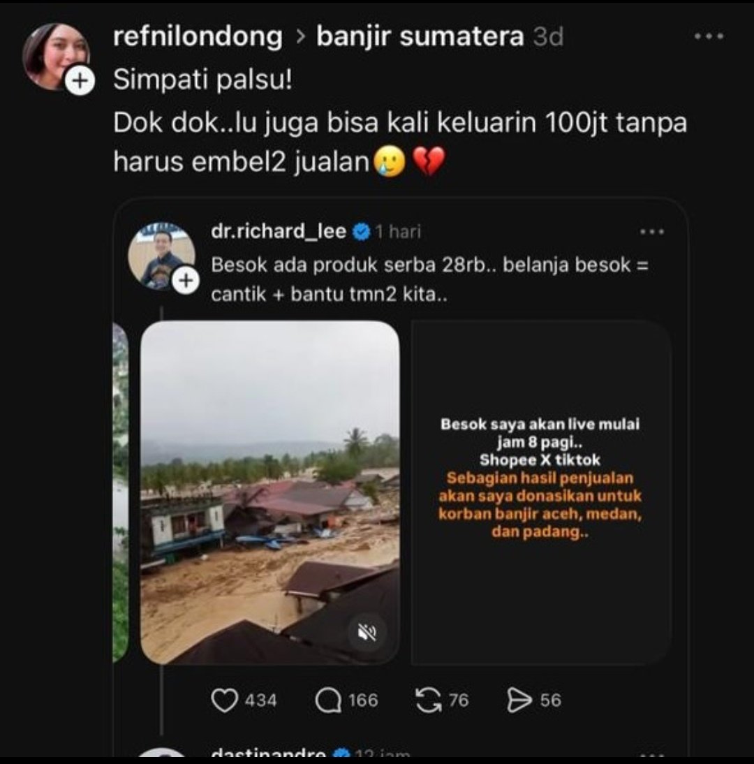 fatihdzakyy's tweet photo. Ini sama aja gasih, 22nya jualan produk dan sebagian hasilnya untuk membantu korban bencana. Dan emang harusnya gada salahnya, tapi kenapa untuk dokter Richard malah di hujat? 🤔🤔🤔 https://t.co/4GB0afEPoq