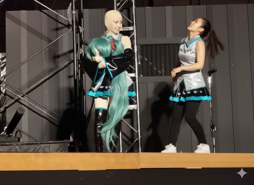 RogerTemm's tweet photo. 練習の日

P1
Staff: ほら、頭はこうして後ろに反らせるんだよ～
Miku: はは～なるほどね!

P2
Miku: でもまずは振り付け思い出さなきゃ… 

P4
Miku: あーもう、めっちゃ暑い!😫この衣装で練習するのほんとに暑すぎる～
Staff: お疲れさま～!
#kigurumi #着ぐるみ #着ぐるみ #Miku #ミクナノー https://t.co/XEiIWE6PDi
