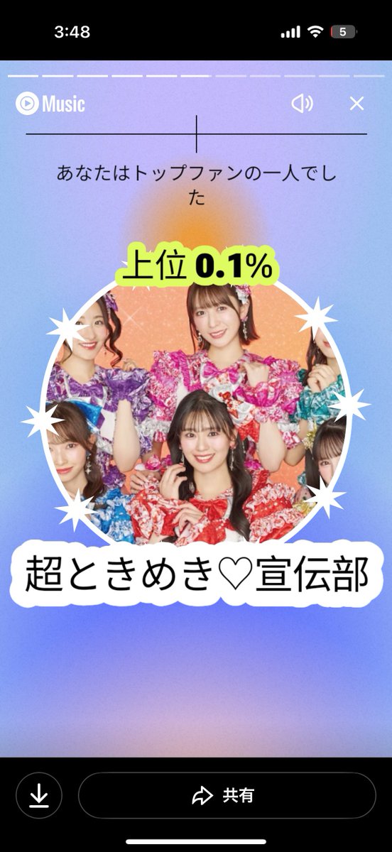 aki_sam6's tweet photo. 上位0.1%って結構すごくないか。
5位まで全てアイドル笑
 #超とき宣 https://t.co/F5rZnfIrKw