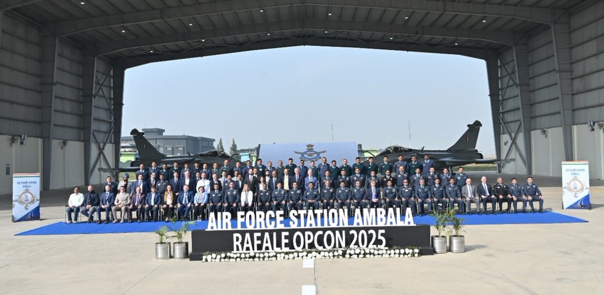 ReviewVayu's tweet photo. Conference at IAF's AFS Ambala

The IAF Rafale Operators’ Conference was conducted to bring together operations and maintenance teams from multiple bases, senior representatives from Air HQ, HQ WAC, Naval HQ and industry partners including Dassault, MBDA, Safran and Thales.

"The platform enabled focused discussions on operational refinement, best maintenance practices and emerging enabling technologies, with constructive feedback aimed at further strengthening the Rafale’s combat potential:.