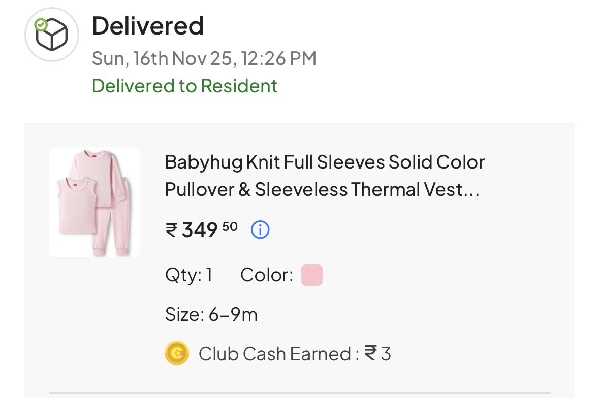 arjits10's tweet photo. Fraud by Babyhug &amp; @firstcryindia . Ordered two thermals (6-9M): 1 pink, 1 green. The green one is much smaller with a fake 6-9M sticker pasted over the real 3-6M label. Cheated on size. See attached video evidence. Should be reported to consumer forum. https://t.co/iS8Kn8tRVh
