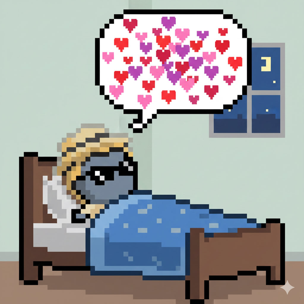 Just my <a href="/LilDegenzNFT/">Lil Degenz</a> dreaming of being in the most liked post he’s ever been in 👀