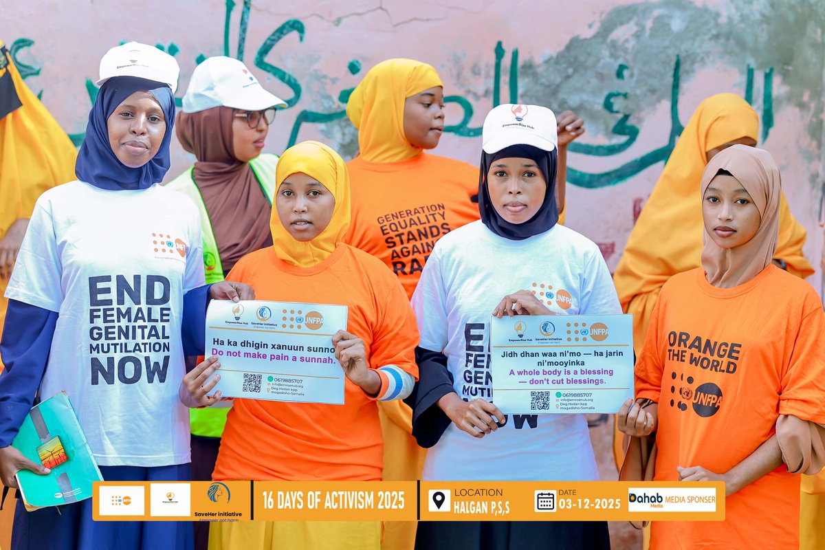 EmpowerRisehub's tweet photo. We visited Halgan Primary &amp; Secondary School on 3 Dec, engaging students (Std 8–Form 4) in open conversations on FGM, GBV &amp; digital safety.
Funded by @UNFPA_SOMALIA implemented by EmpowerRise Hub under #16Days.
Youth voices matter. 
#EndFGM #StopGBV #DigitalSafety #EmpowerRiseHub https://t.co/0GE7vAfCcF
