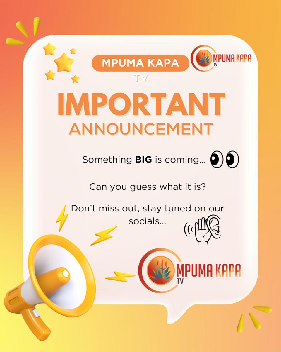🛑 BIG REVEAL Loading…

#BigRevealSoon #Announcement
#Takeaguess #MpumaKapaTV #DSTV260 #TheWindowToTheEasternCape