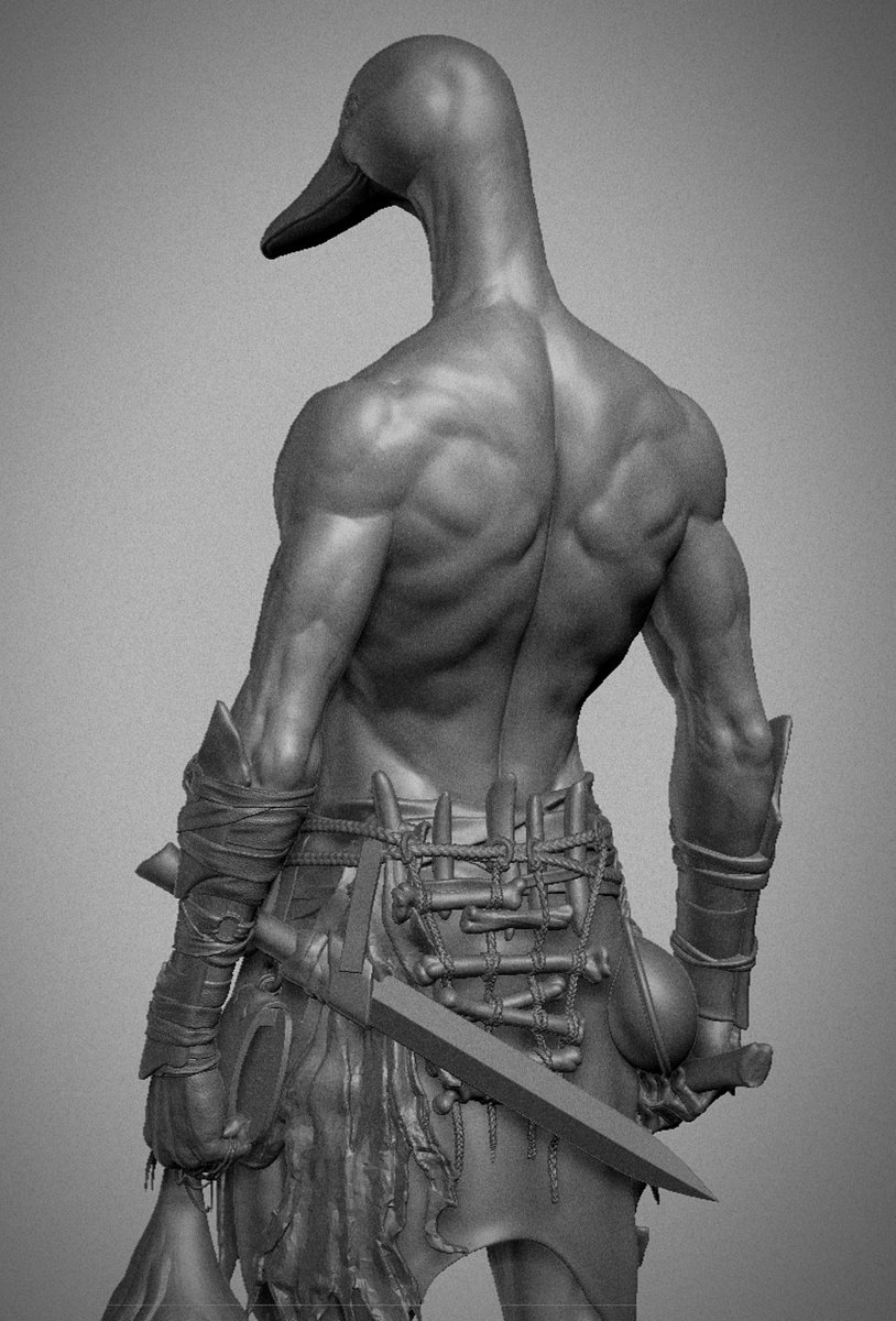 It's been sitting here for ages, here's a progress update, hahaha
#zbrush
#3dmodeling 
#DuckMan