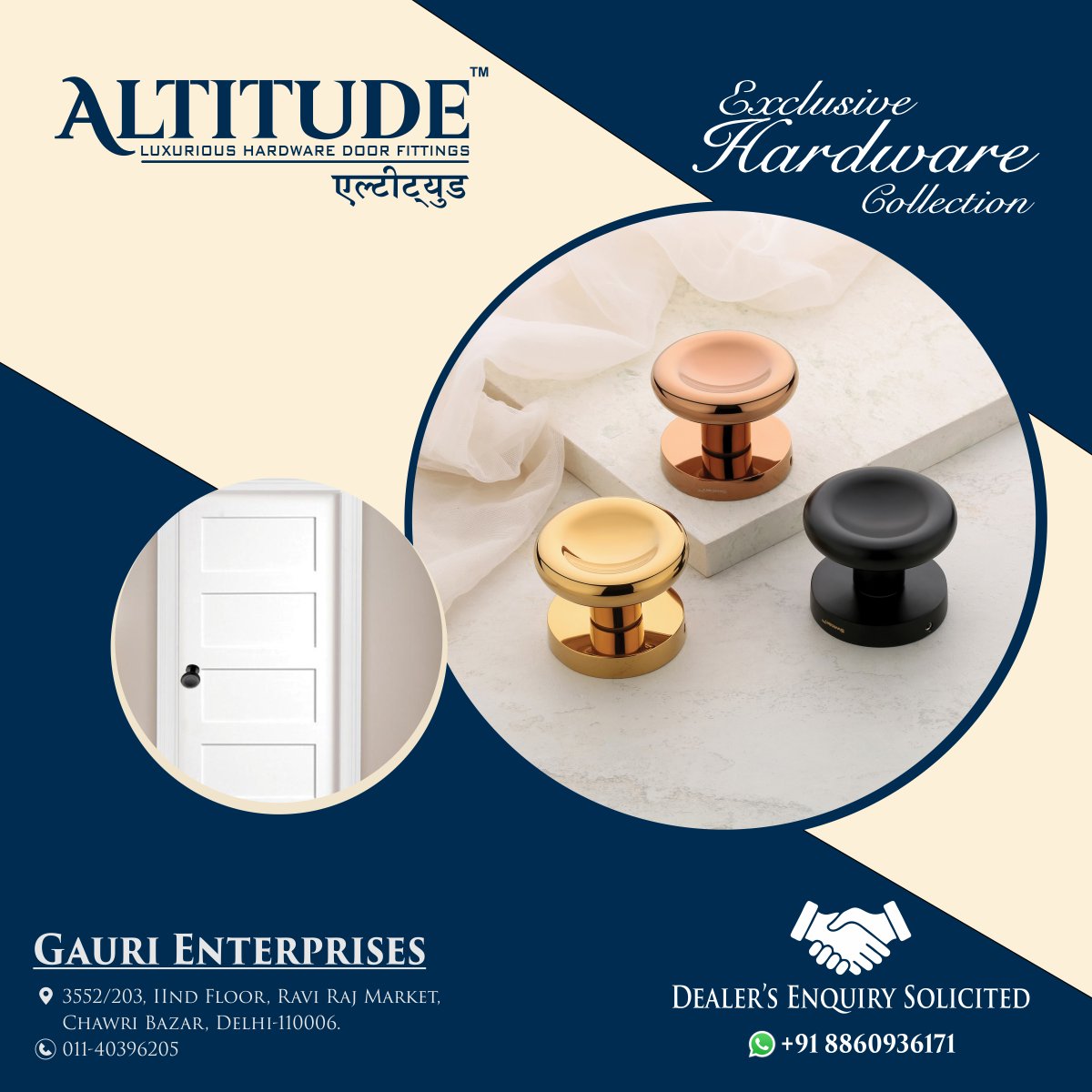 ihsndigital's tweet image. Elevate your hardware collection with ALTITUDE.

For Enquiry Via WhatsApp: rebrand.ly/GauriEnt

GAURI ENTERPRISES
Mr. Sandeep Maheshwari +91 7678574145 ,+91 7827434759

Web: gaurienterprisesdelhi.com
.
.
#AltitudeHardware #MortiseHandle #PremiumMortiseHandle #ihsndigital #delhi