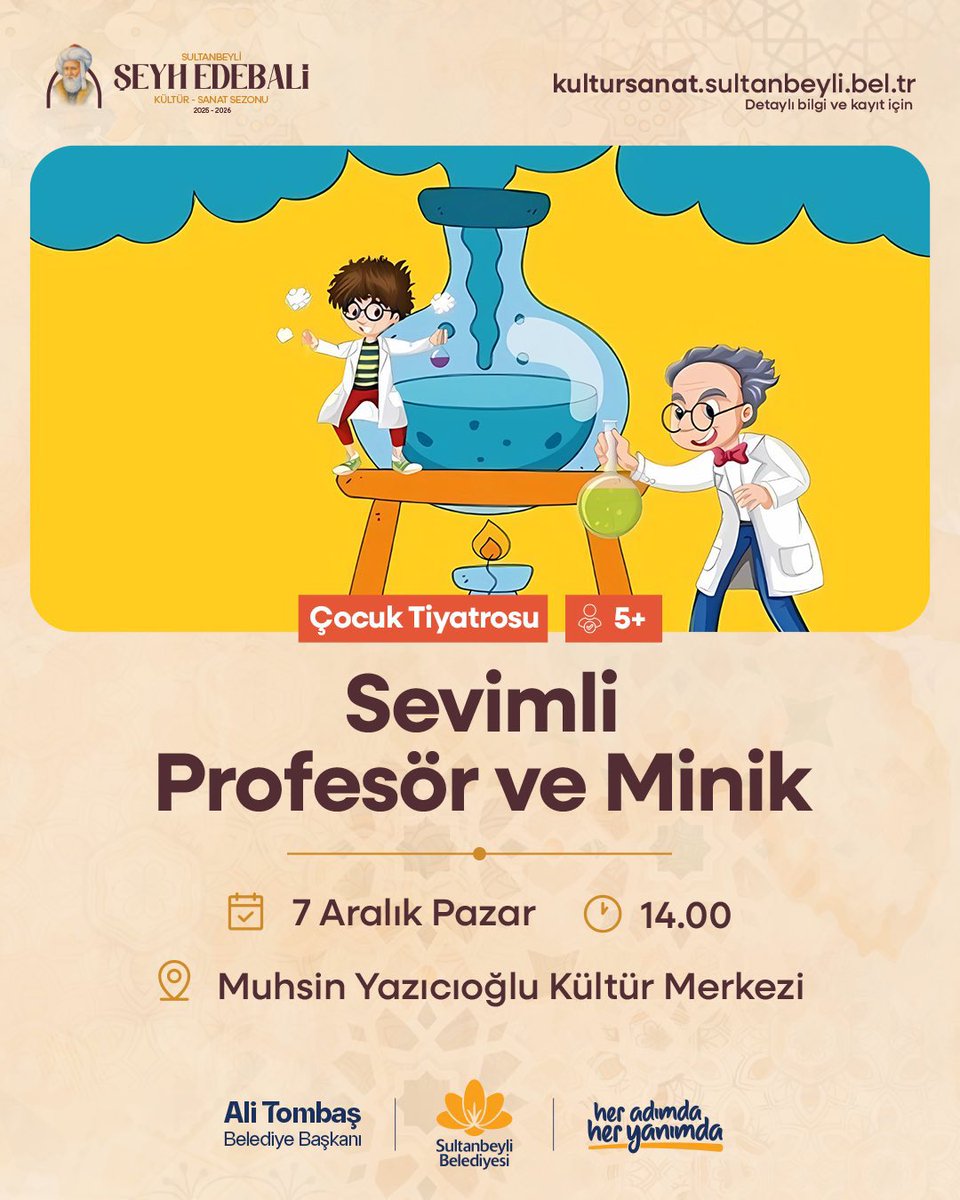 Tiyatrolarımız bu hafta sonu çocuklarımızla buluşuyor. 🎭

Cumartesi ve Pazar günü sahnelenecek tiyatrolarımıza tüm çocuklarımızı ve kıymetli ailelerimizi bekleriz.

Bilgi ve kayıt:   
kultursanat.sultanbeyli.bel.tr