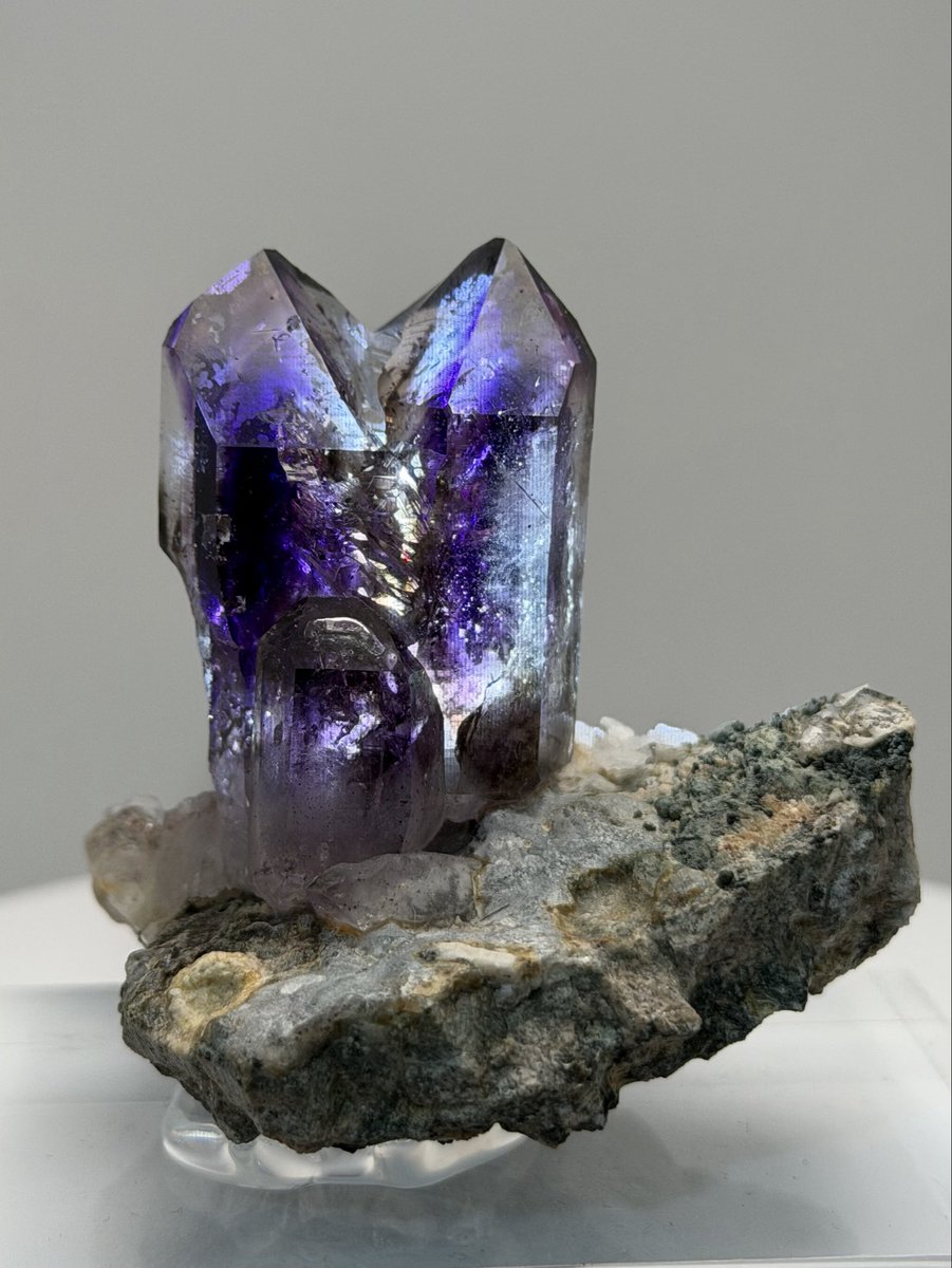 ameri_shimizu's tweet image. ナミビア・ブランドバーグ産のアメジスト💎✨

光を当てた瞬間に内部が紫に“燃える”ように輝く、唯一無二の存在。
透明度・色・形、全部がブランドバーグらしい神秘性。

一期一会級の個体、ぜひ見てほしい…！🔥

池袋の準備しなくては💦

#アメジスト #Brandberg #ブランドバーグ #天然石 #鉱物