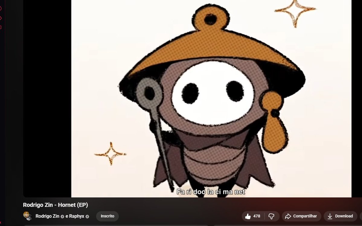 <a href="/RodrigoZinChato/">Rodrigo Zin 🧵 HORNET (EP)</a> Lançou as 2h da manha e de vdd qta perfeito como sempree💜

Obgg zinn, <a href="/raphyxz/">Raphyx 🕸</a> , <a href="/takab_oficial/">Taka</a> e todo mundo que fez parte💜 

(ele colocou ate a musiquinho de referenciaaa)