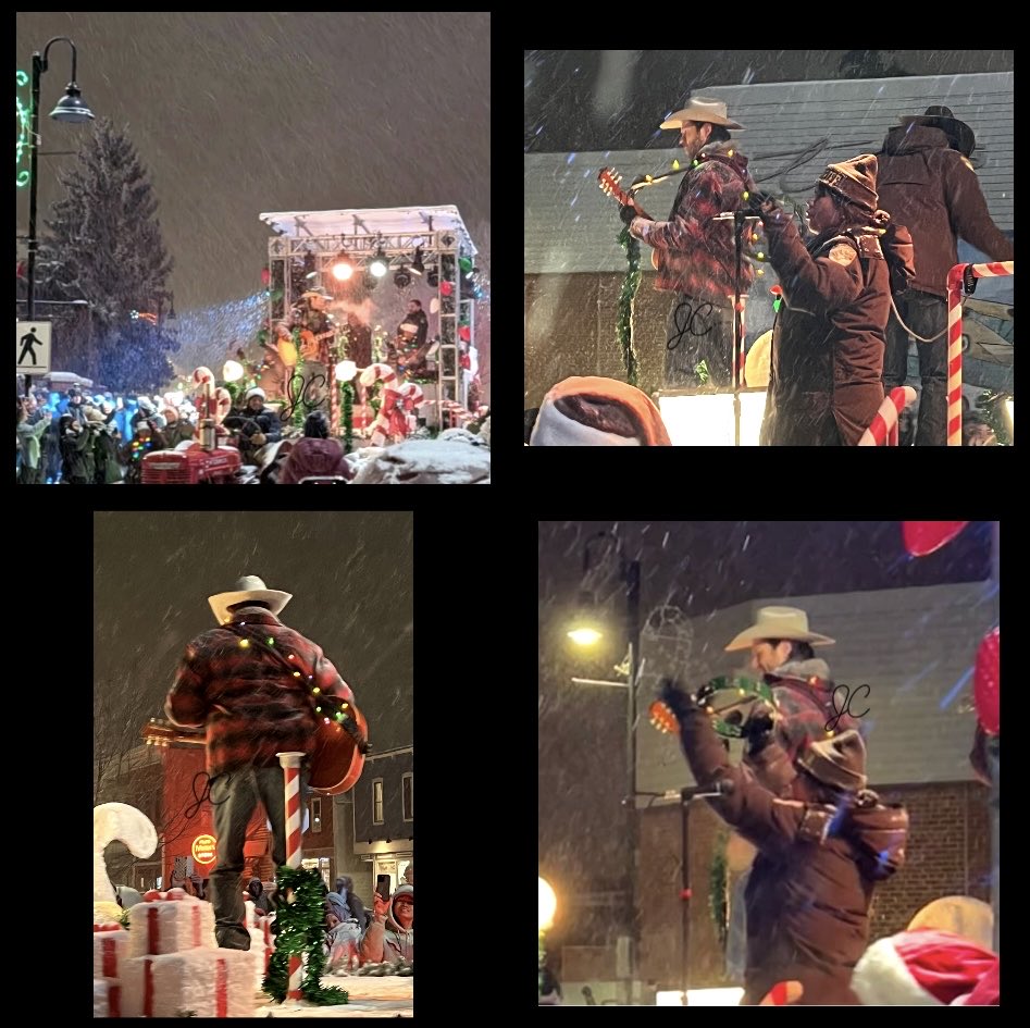 JennKimC's tweet image. Was worth the wait in the cold &amp;amp; snow for the wonderful surprise of seeing Jared playing the guitar on the float in the parade in High River.

I’ve never been able to go to a con, so this was a really exciting experience for me!

The last pictures are taken of me from behind.🤣