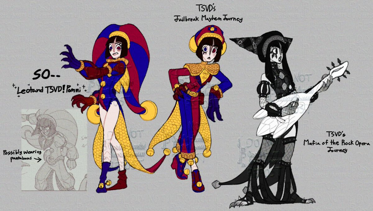Bunstellamere's tweet photo. Doodled a few Pomni's today in TSVD!AU, woh
ft. my revelation from last night, her Jailbreak Mayhem costume, and a draft concept of her Mafia of the Rock Opera costume.

#TADC #TSVD #Pomni #Tasca #TheAmazingDigitalCircus https://t.co/OXpSyttSTA