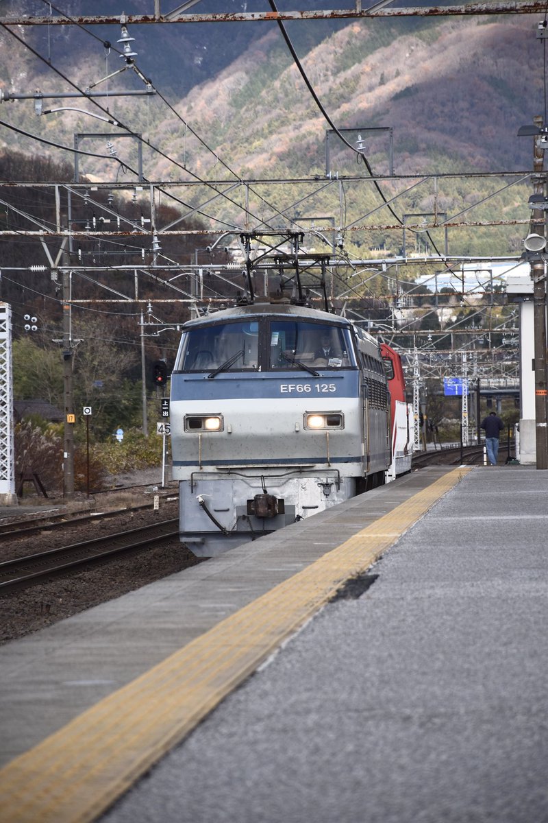6627nena's tweet photo. 12/6 8865レ 近江長岡駅にて
EF66-125[吹]+ムドDD200-4[愛]
 #8865レ
 #EF66125 
 #DD2004 https://t.co/0oZbE0vHv9