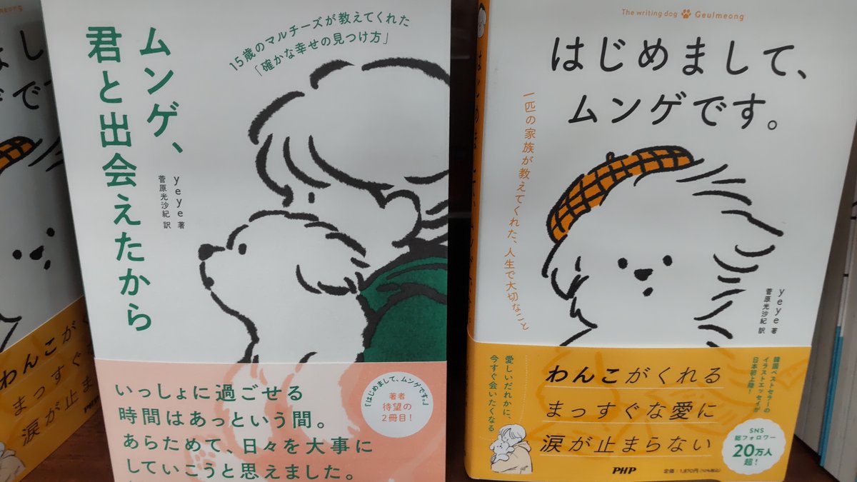 当店のおすすめ！
韓国ベストセラーのイラストエッセイ😊
わんこがくれるまっすぐな愛。
かわいいイラストでほっこりします。
＃まじわる一冊