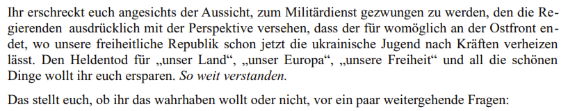 Kleiner Nachtrag zu den freitäglichen Demos: 1/4