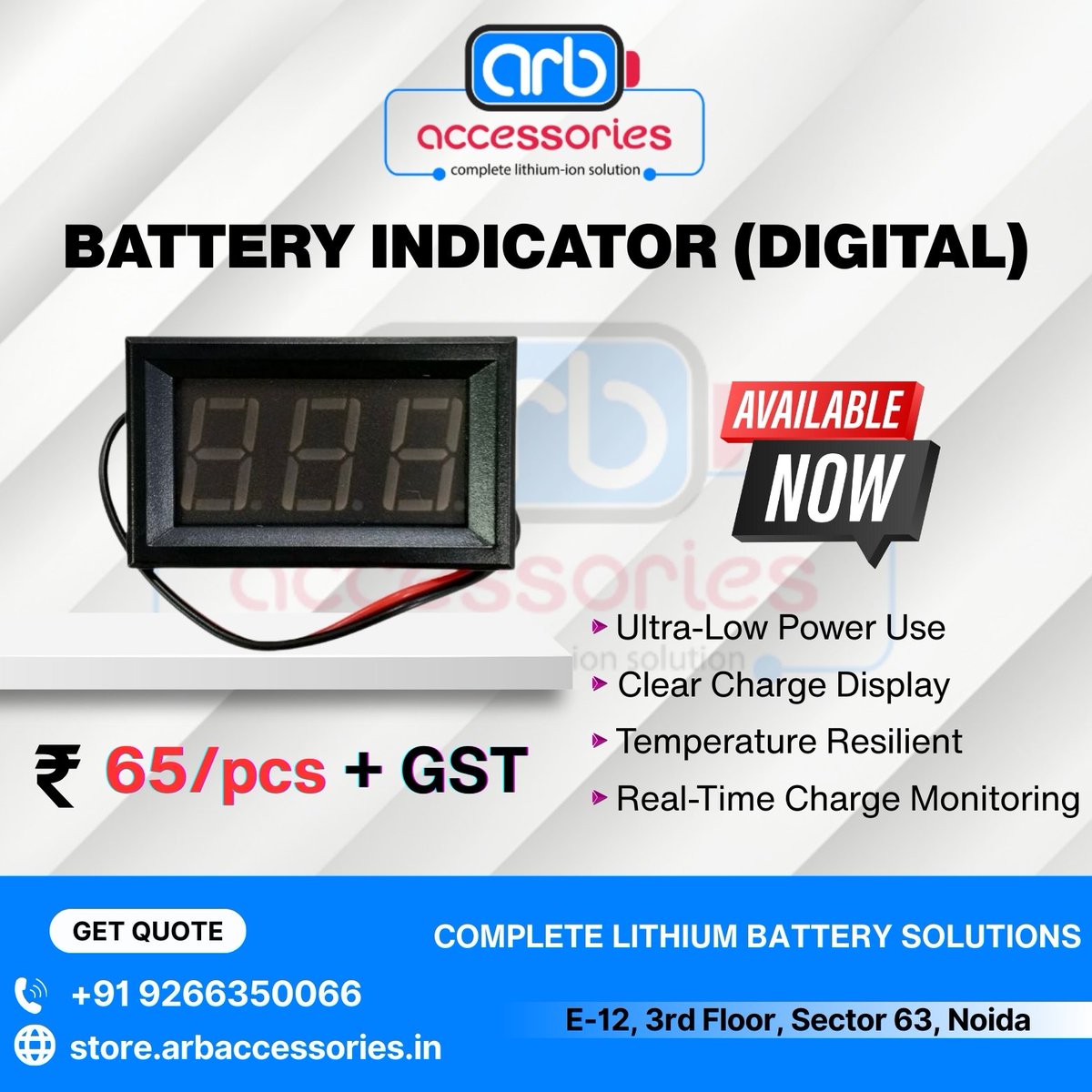 arb_ltd's tweet image. 🔋 Battery SOC ⚙️

🔹 Battery Indicator (Digital)
🔹 SOC Display DALY (Square)
🔹 SOC Display DALY 3.0 – Enhanced 
🔹 SOC Display DALY Big 4.3 – Large 4.3

🛒 Buy Now:
store.arbaccessories.in/category/batte…

#Arbaccessorie #BatteryIndicator #SOCDisplay #DALY #EVComponents #BatteryMonitoring
