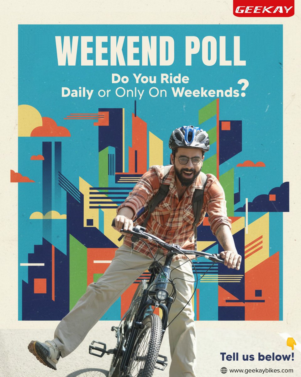GeekayBikes's tweet photo. Daily rider or weekend warrior — which one are you? 😎🚴 Comment below!👇
#GeekayBikes #WeekendPoll #RideEveryday #WeekendVibes #CyclingCommunity #BikeLife #ExploreMore #PollTime #TrendingReels https://t.co/xDl9KfHFIE