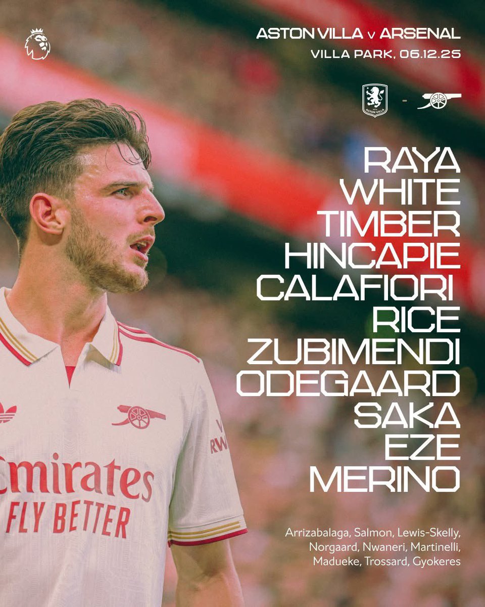 Line-up! 

Benji kembali bermain sebagai starter as RB, dan Timber yang RCB. Merino start over Gyokeres, dan Trossard sudah kembali ke skuad. Come on you Gunners!