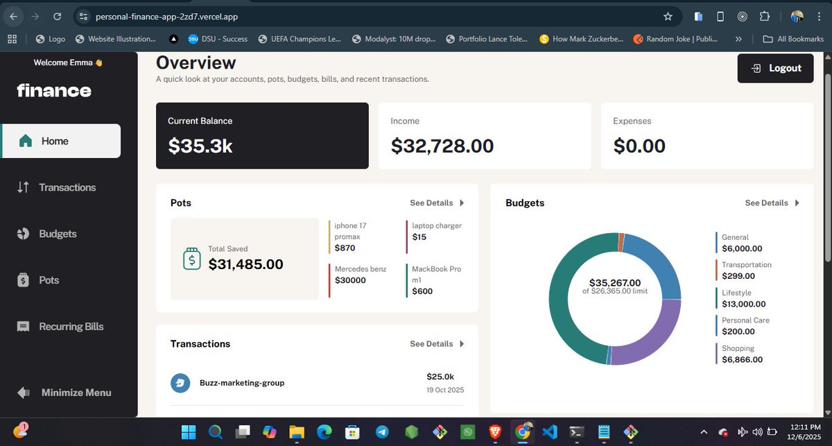 scripter_js's tweet image. Just launched the personal finance app 🥳🚀
Built over 25 days of consistent work.

- Live: personal-finance-app-2zd7.vercel.app
- Code: github.com/abubakar-sadiq…
- Idea/design by @frontendmentor