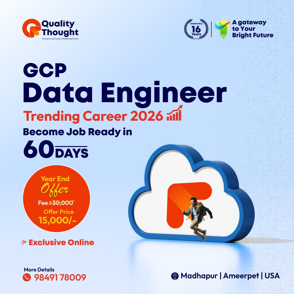 QT_Madhapur's tweet image. Year-End Special Offer!
Learn GCP Data Engineering with Quality Thought’s exclusive online training.
Master BigQuery, Dataflow, Cloud Storage, Pub/Sub, pipelines &amp;amp; real-time processing using Google Cloud.
#QualityThought #GCPDataEngineer #GoogleCloud #DataEngineering #offer #GCP
