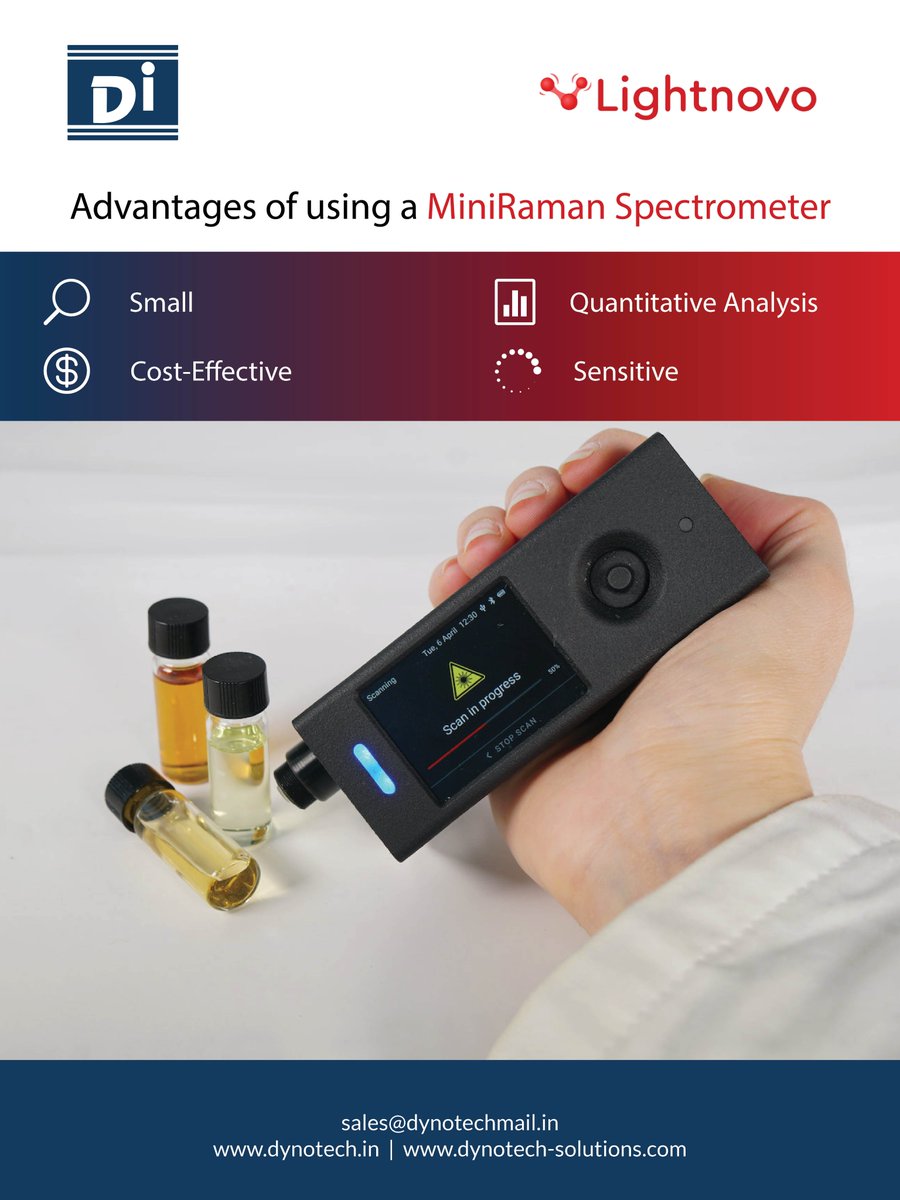dynotech_'s tweet photo. 🔬 MiniRaman — lab-grade Raman spectroscopy in a handheld device. Dynotech brings Lightnovo’s compact, sensitive, cost-effective spectrometer to India for fast material ID &amp; on-site chemical analysis. Explore: https://t.co/oURm8Ginpm
#RamanSpectroscopy #MiniRaman #DynotechIndia https://t.co/rhgTZurYkK