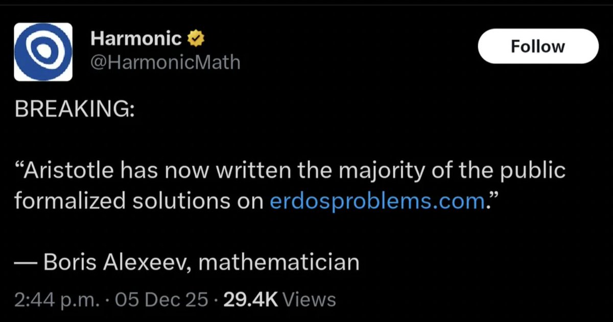 Sci-fi becoming real ONE DAY LATER:

An AI has now solved more Erdos Problems than human mathematicians.

(These were open math problems unsolved for decades.)

Gradually, then suddenly.
