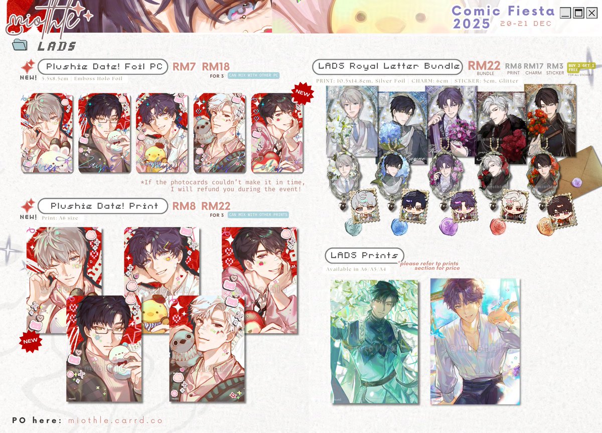 m_iothle's tweet image. [ 💗 RT appreciated! ]
hello! here's my Comic Fiesta 2025 catalogue ~

💌 Booth P-B17 "momio"
⏰ 20-21 December, Kuala Lumpur Convention Center
🧷 No Mail order, sorry! 

#ComicFiesta2025 #cf2025 
⬇️ form &amp;amp; more merchs below!