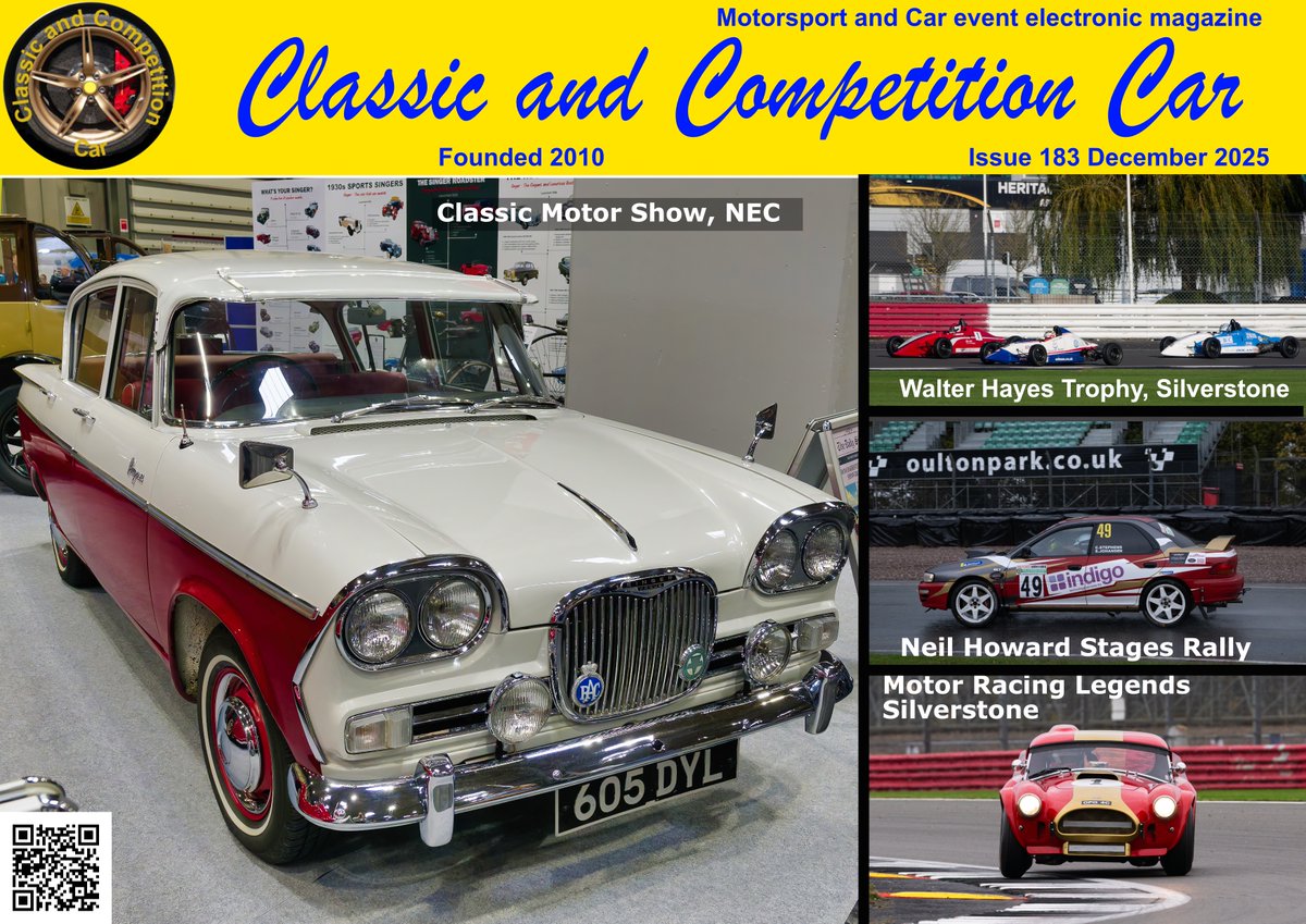 December issue of Classic and Competition Car now online. In this issue we have report from Classic Motor Show, MRL race meeting, Birkett 6-hour relay and 25th Walter Hayes Trophy. Plus Neil Howard Stages. Plus more Free at classcompcar.com #Motorsport #classiccars #cars