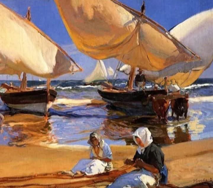 "Ni Turner ni Monet pintaron nunca unos rayos de sol tan cegadores como los cuadros de Sorolla. No conozco pincel que contenga tanto sol".

(Henry Rochefort, escritor y político francés tras el triunfo del pintor valenciano en París).

Joaquín Sorolla
En la playa, Valencia.1916