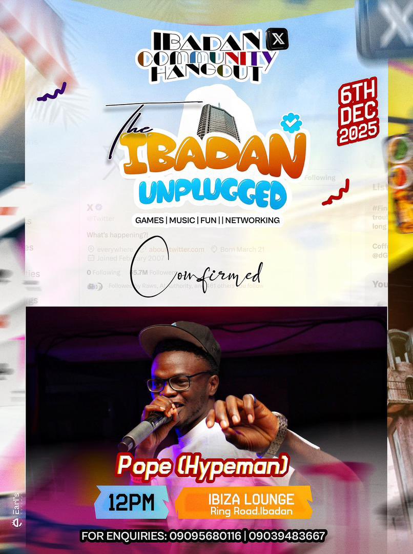 Hon_Jesugbemi's tweet photo. Confirmed!!!!!! Pope of Hype!!!!
We lit today ✌️ 🔥 #ibadanxcommunityhangout #Ibadanunplugged https://t.co/QZCmmLkOZs
