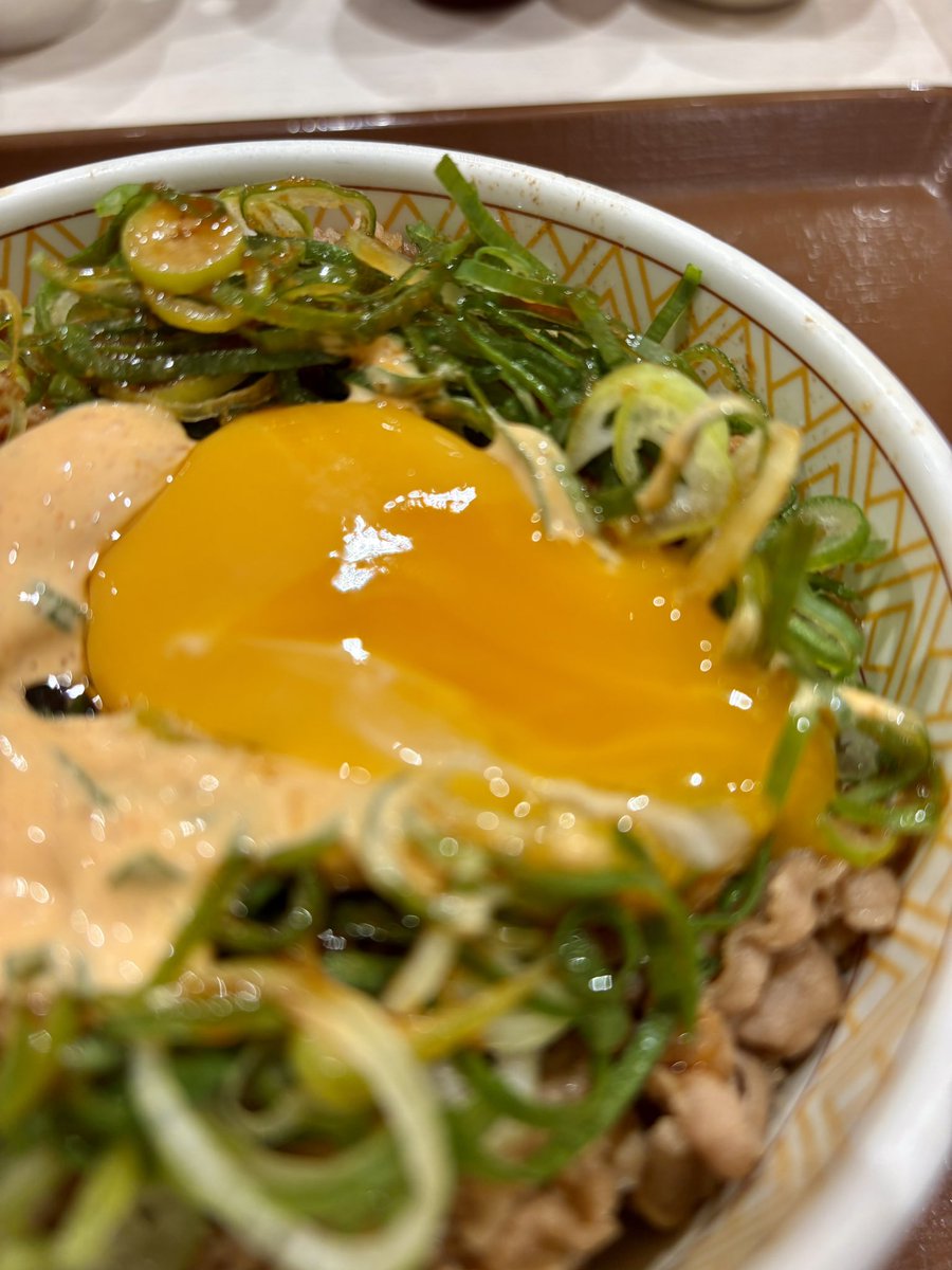 runnerDaibar's tweet image. 夕飯はこれ‼️

ねぎ玉牛丼／すき家
明太マヨTP

ピリ辛コチジャンで味付け
ねぎがたっぷりでめちゃウマウマ〜❤️
明太マヨてパワーアップ⤴️