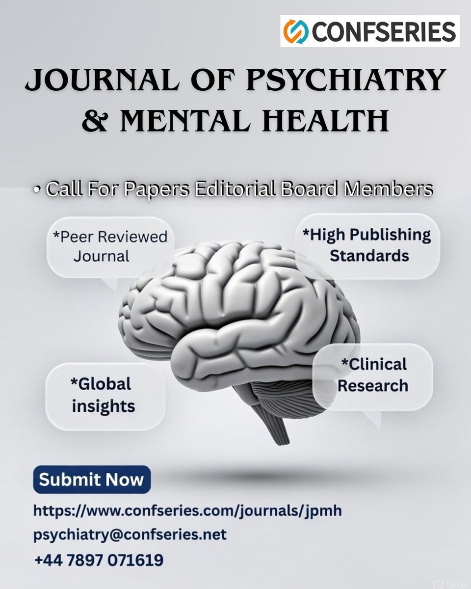 JacobP16932's tweet photo. Call for Papers! 📢
The Journal of Psychiatry & Mental Health is accepting submissions and seeking editorial board members. Join a high-standard, peer-reviewed platform advancing clinical research.
Hashtags:
#Psychiatry #MentalHealth #ResearchCommunity #AcademicJournal #Medical https://t.co/nEP93I38D3