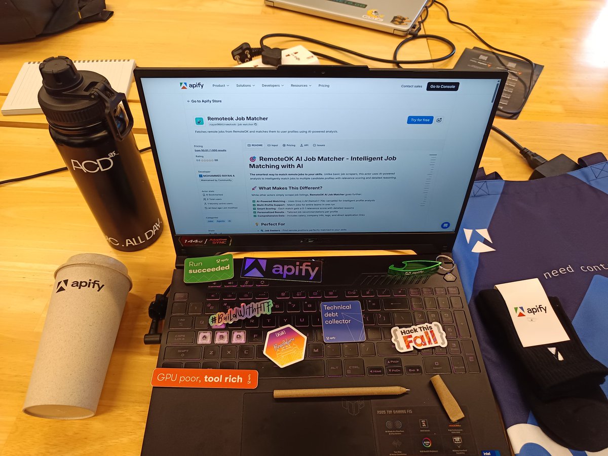 rayan9064's tweet photo. Participated in @hackthisfall  X @apify Dev Day Hack! 1st time built something which actually makes money without me worrying about marketing. Normal hacks are just about luck but this gave me a tool to generate an infinite amount. #HTFxApify #5yo #DevDayHackathon https://t.co/38rcJ6XxsS