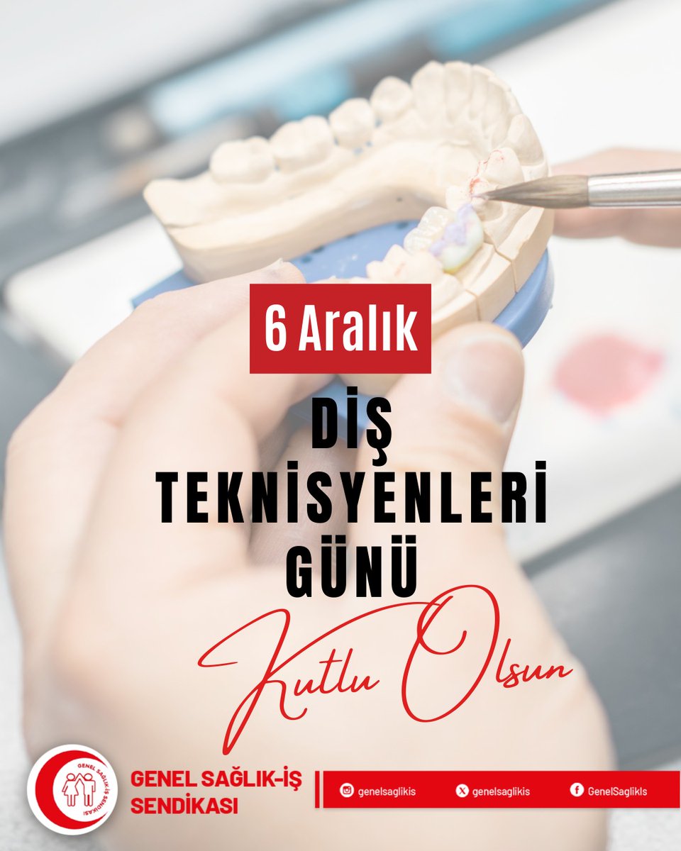 Genel Sağlık-İş olarak, 6 Aralık Diş Teknisyenleri Günü’nü kutluyor; hak ettikleri saygı, ücret ve çalışma koşulları için mücadelemizi sürdüreceğimizi bir kez daha vurguluyoruz.
