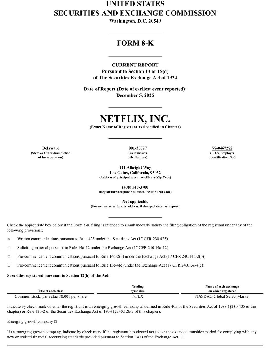 davmiranda's tweet photo. Cosas que leo en el K-8 (formulario de notifiación de hecho relevante) de Netflix sobre el acuerdo de compra (Merger Agreement) con Warner Bros Discovery (WBD) https://t.co/lU6rVGlU77