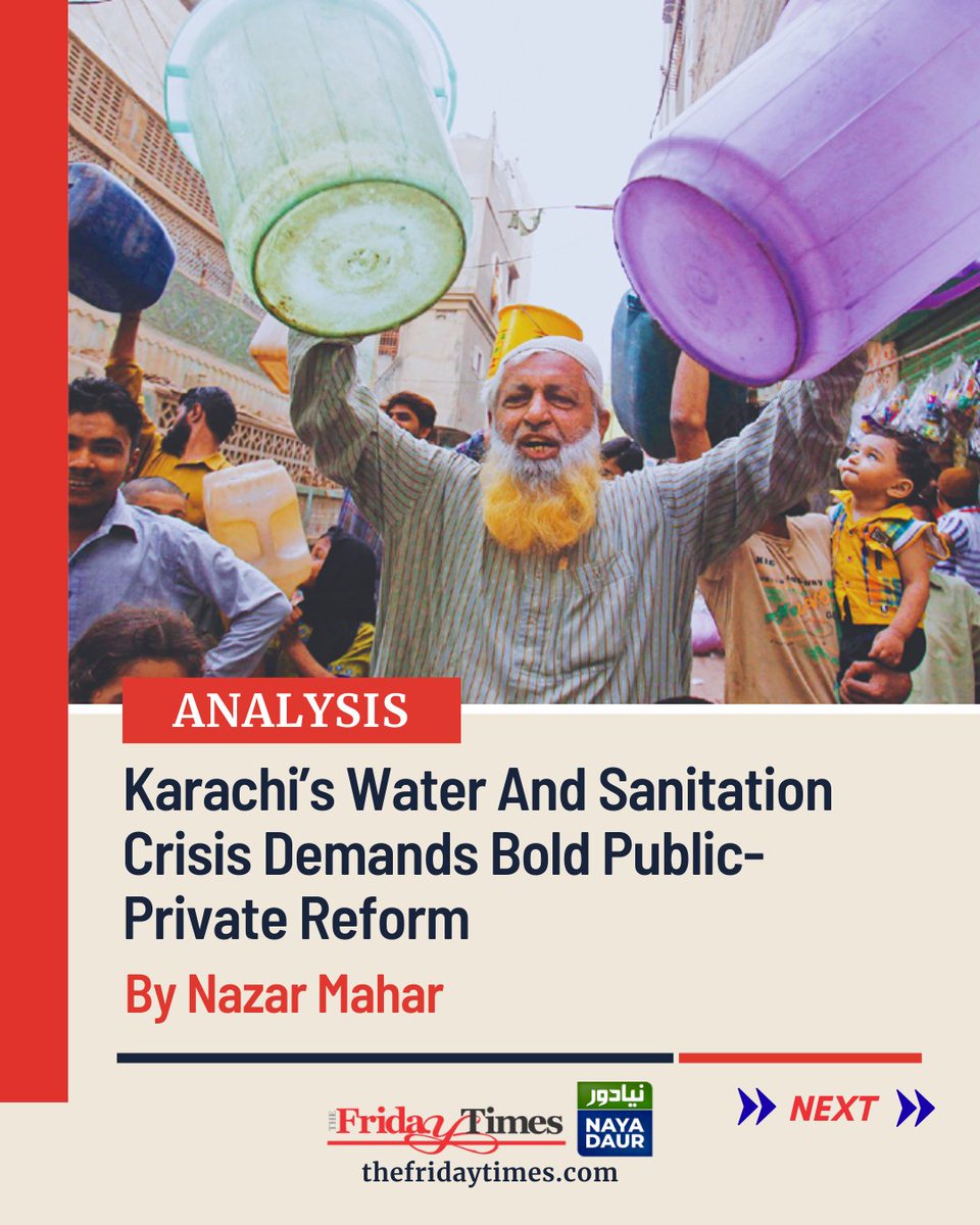 TFT_'s tweet image. From Manila to Cambodia, bold policies transformed failing utilities. Karachi can do the same—if political will replaces outdated governance. 
By Nazar Mahar

Read more: thefridaytimes.com/06-Dec-2025/ka…

#WaterManagement #GovernanceReform #KarachiIssues #SustainableCities #Infrastructure
