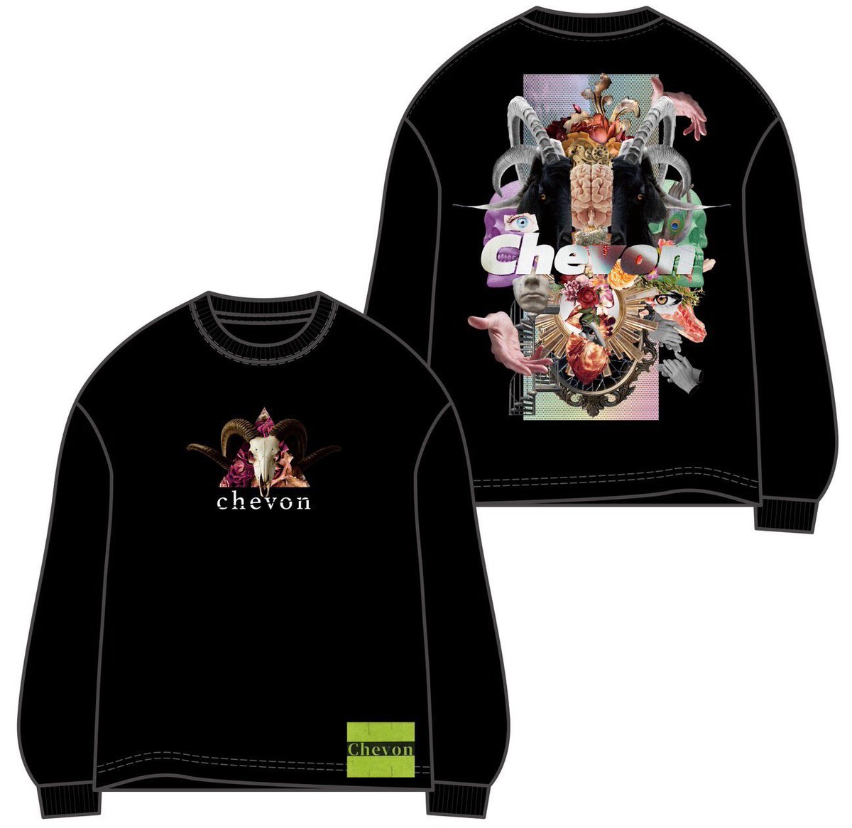 Chevon コラージュアート ロンT Chevon コラージュアートロンT/ロングTシャツ 黒/XL STYLEMIXER | ユニ