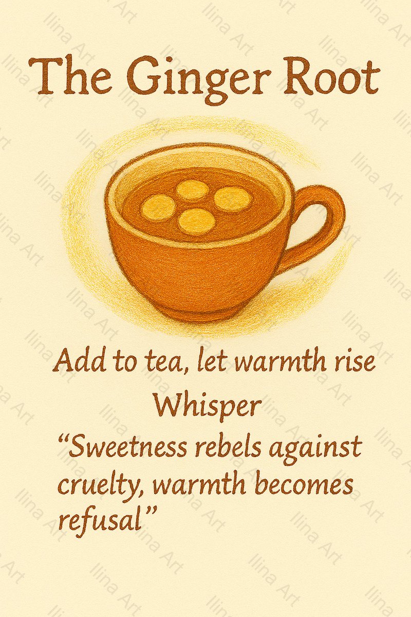 Advent Food Spell #7 ✨ The Ginger Root  

Gin…ger. Ginger?  
While the kettle hums, warmth rises.  Sweetness rebels against cruelty.  

And so the Spells of Light begin… Ready…  

#SpellsOfLight #TheGingerRoot #TeaCycle #WarmthAsRefusal #SweetnessRebels