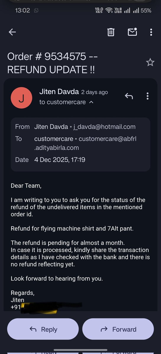 jitendavda's tweet photo. @pantaloonsindia @AdityaBirlaGrp 

No response nor an acknowledgement from your customer service.
Please assist !! https://t.co/xJaEu2xfzg
