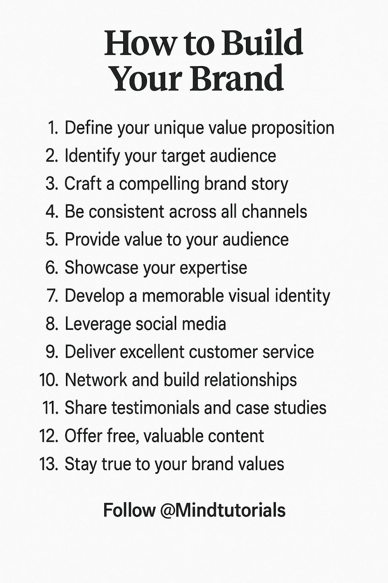 Mindtutorials's tweet image. How To Build Your Brand