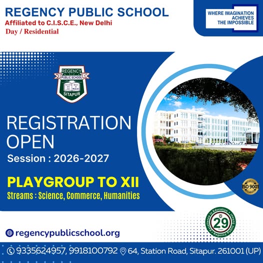 PublicRegency's tweet photo. Registration Open ! Session 2026–2027  #RegencyPublicSchool #Sitapur #AdmissionsOpen #Session2026_27 #BestSchoolInSitapur #CISCEAffiliated #ScienceCommerceHumanities #PlaygroupToXII #QualityEducation #SmartLearning #SchoolAdmissions #RegencyFamily #EducationForFuture https://t.co/WbjPwSVepK