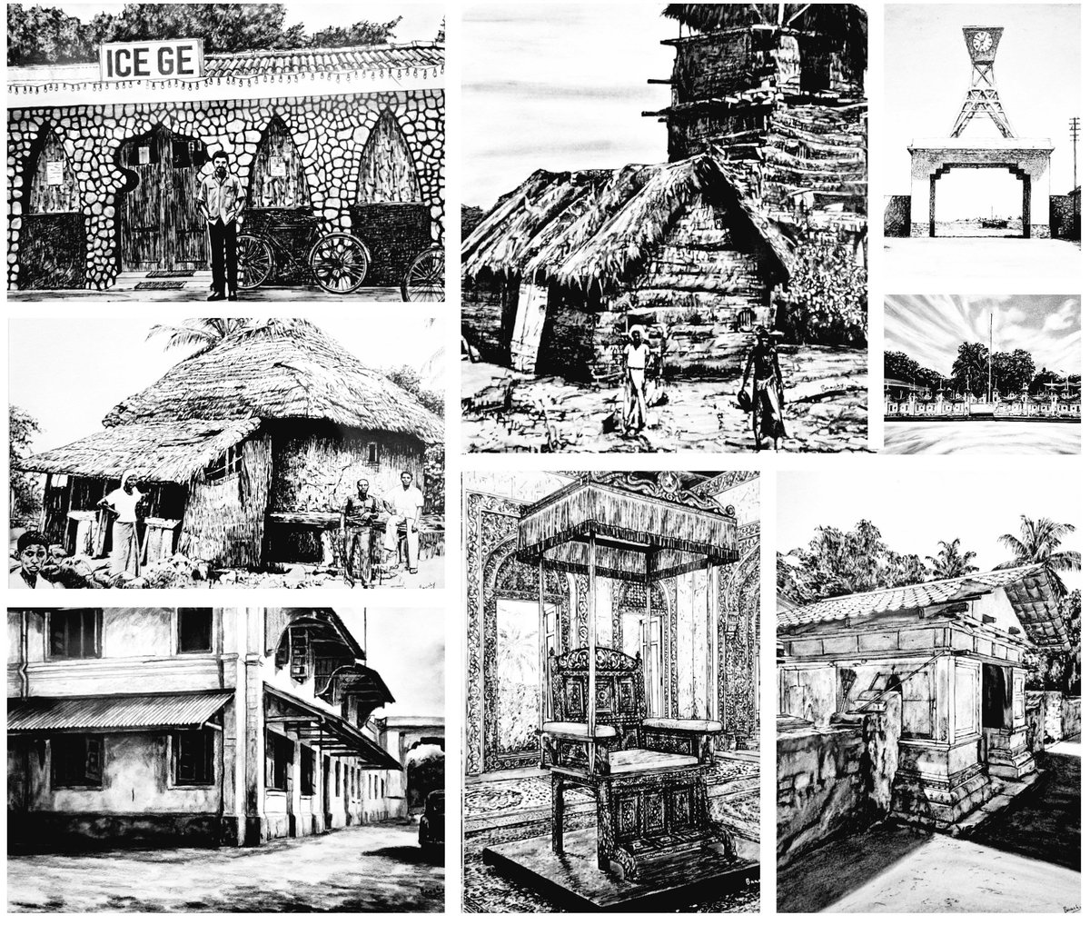 NaajihDidi's tweet photo. The art exhibition RAAJJE - A journey back in time by National Award winning artist Ahmed Azmee @baachy2013 is a beautifully comprehensive showcase that transports us into the Maldivian past through his skillful artistry, presenting remarkably historical scenes. Although most of the drawings in this exhibition are based directly on photographs from before my time, as someone who researches and studies Maldivian history and culture, each drawing evokes deeply nostalgic feelings and is aesthetically pleasing to me. Every piece tells numerous stories related to Maldivian history and culture, enriching the knowledge base of many viewers while revealing the historical and cultural wealth of the Maldivian nation.