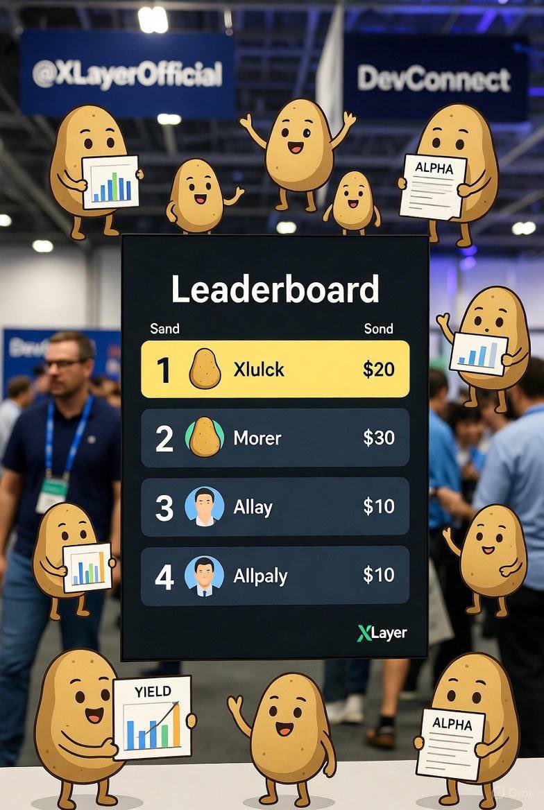 kryptoreenx's tweet photo. Who invited these tiny Potatoes to @XLayerOfficial DevConnect? 😭🥔
Now everyone wants one…
If you’re late, that’s on you 🤭
Lowkey they came with yield, vibes, and alpha 👀
Not just cute — they’re working overtime 🌾💸
#PotatoSwap #DevConnect #XLayer #TinyPotatoes https://t.co/4rvZb3GG3C